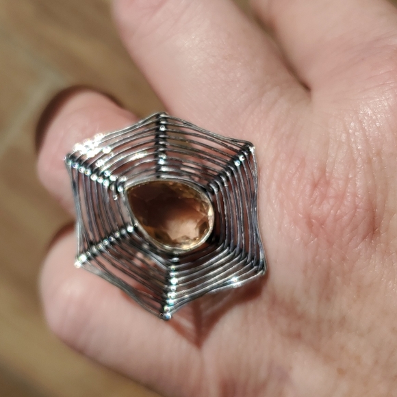 New Morganite Spiderweb 925 Silver Ring. - Picture 9 of 11